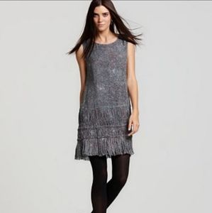 Theory Talucy Silk Drop Waist Dress in Burning Glitter Print